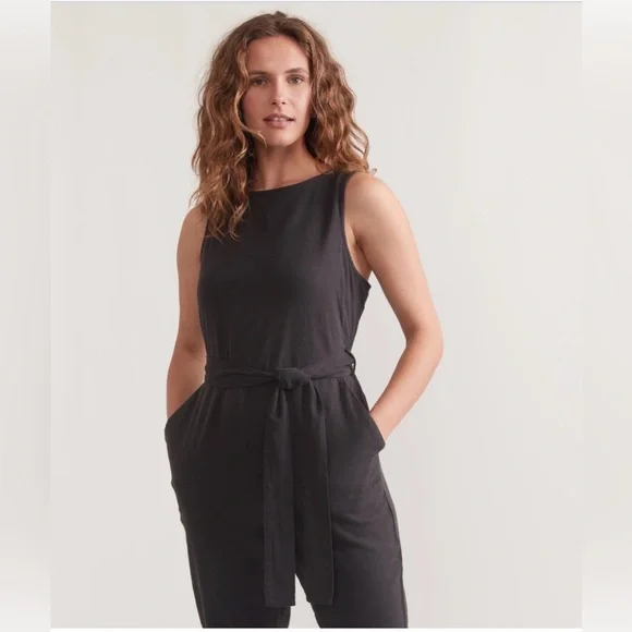 Marine Layer Eloise Belted Black Jumpsuit . Size M - Picture 2 of 14